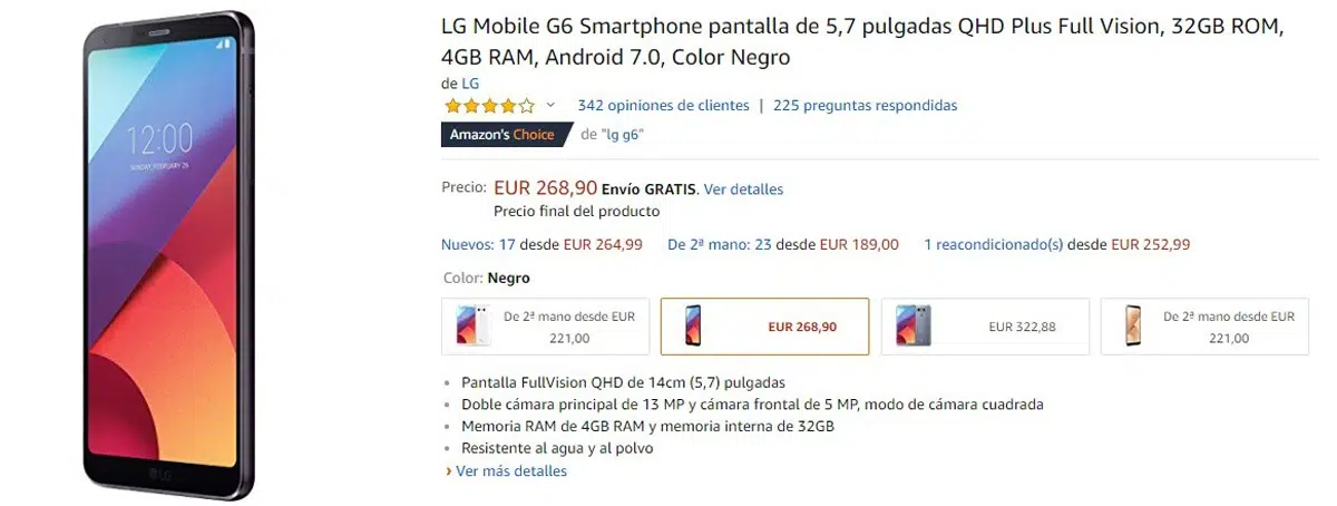 Oferta del LG G6 en Amazon