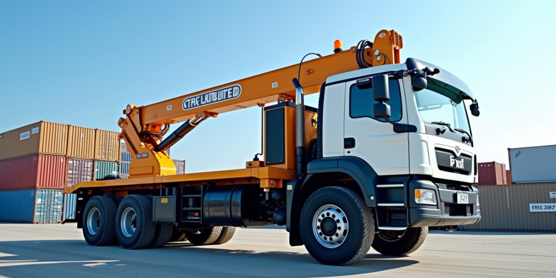 Camion huileur moderne sur un chantier avec containers