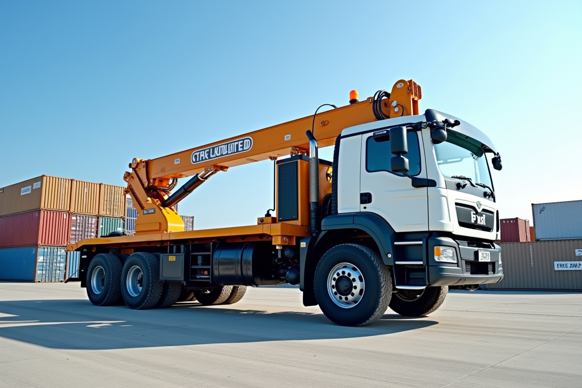 Camion huileur moderne sur un chantier avec containers