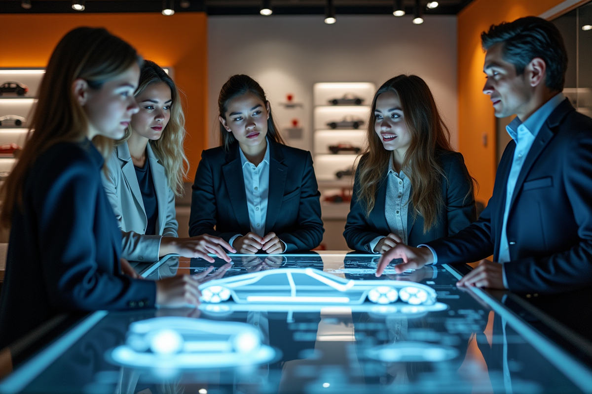 Equipe de designers automobiles autour d