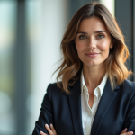 Femme confiante dans un bureau lumineux avec lumière naturelle
