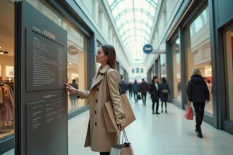 Femme avec cabas dans centre commercial montparnasse