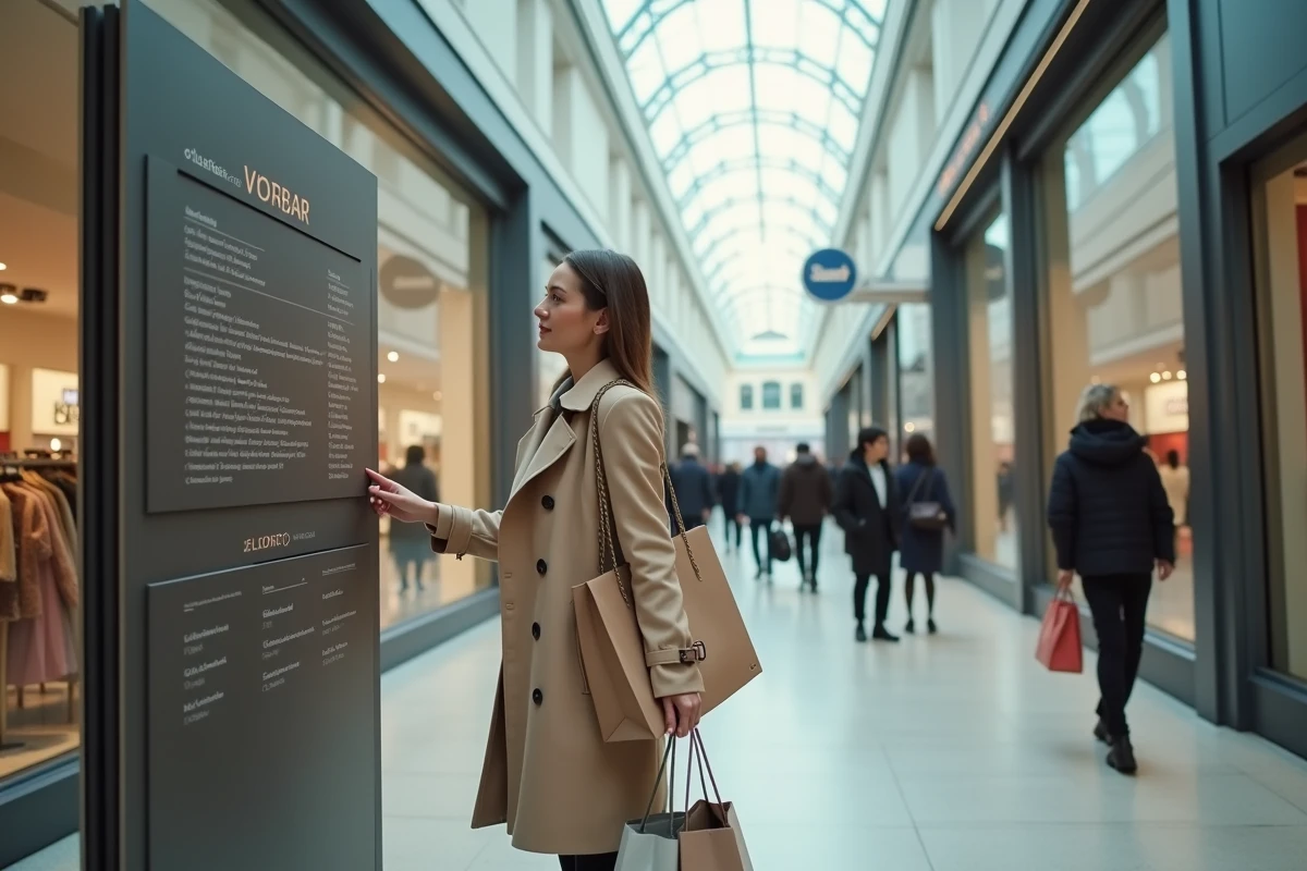 Femme avec cabas dans centre commercial montparnasse