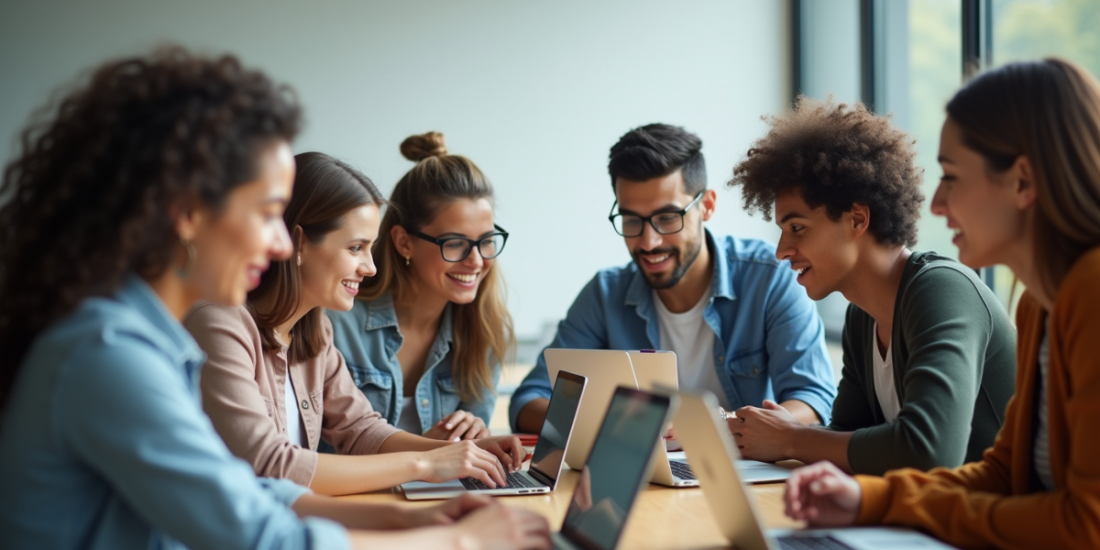 Groupe d'étudiants divers en formation universitaire