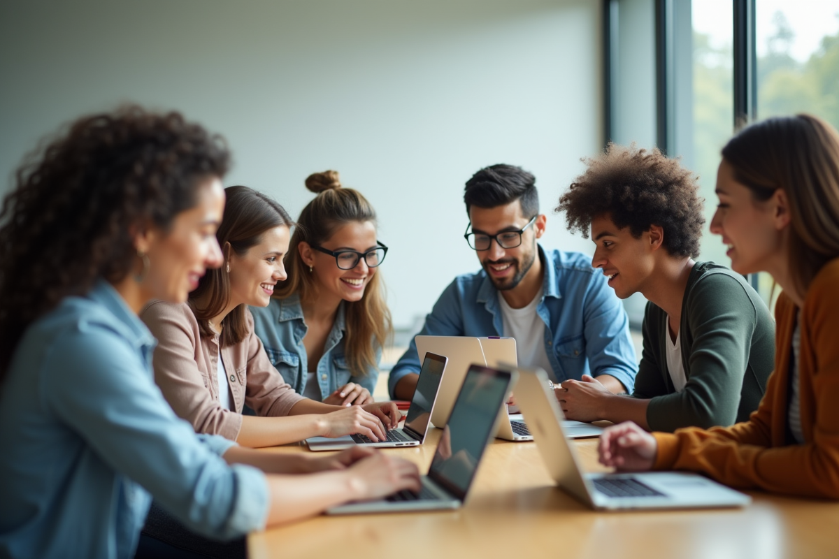 Groupe d'étudiants divers en formation universitaire