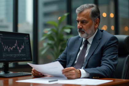 Homme d affaires indien en costume dans un bureau moderne