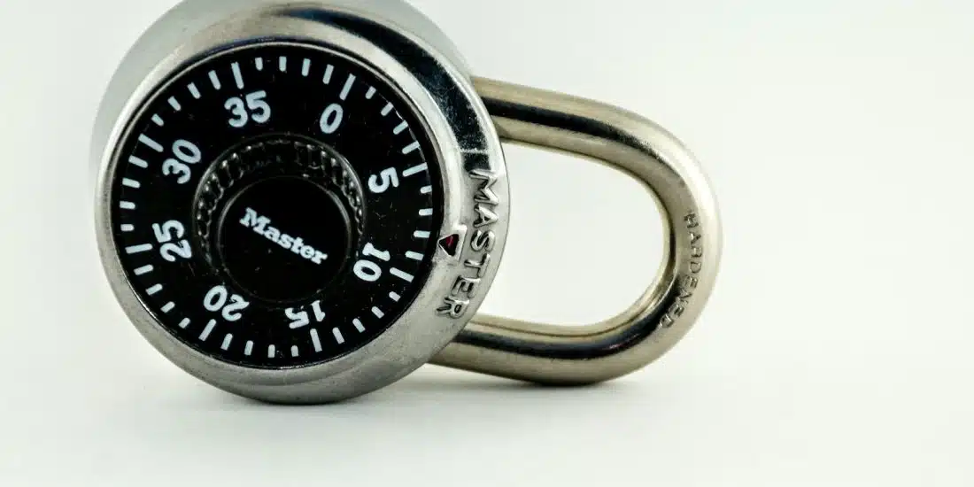 silver and black combination lock