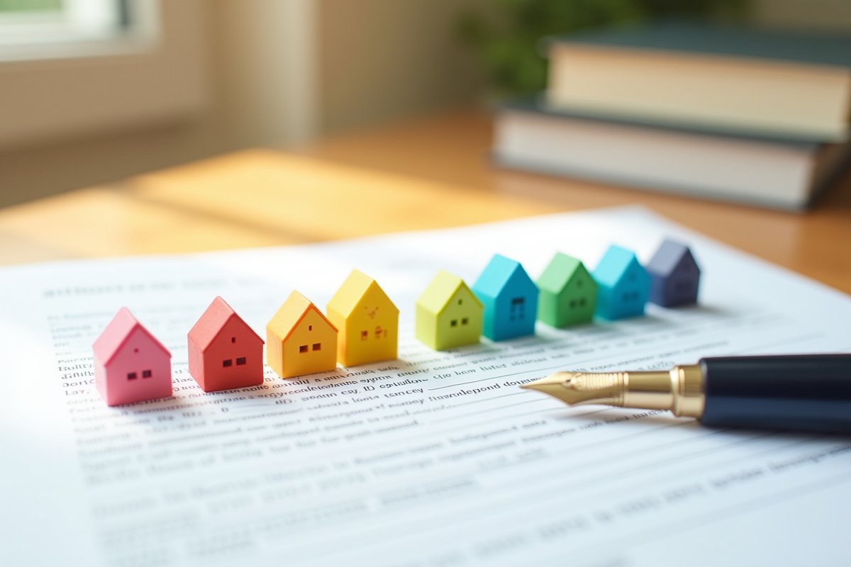 Mini maisons colorées sur contrat de prêt immobilier