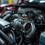 Moteur turbo moderne avec capteur de pression en focus
