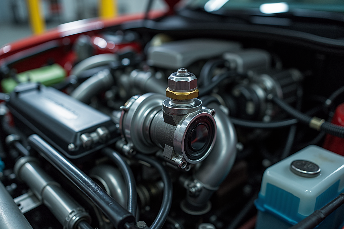 Moteur turbo moderne avec capteur de pression en focus