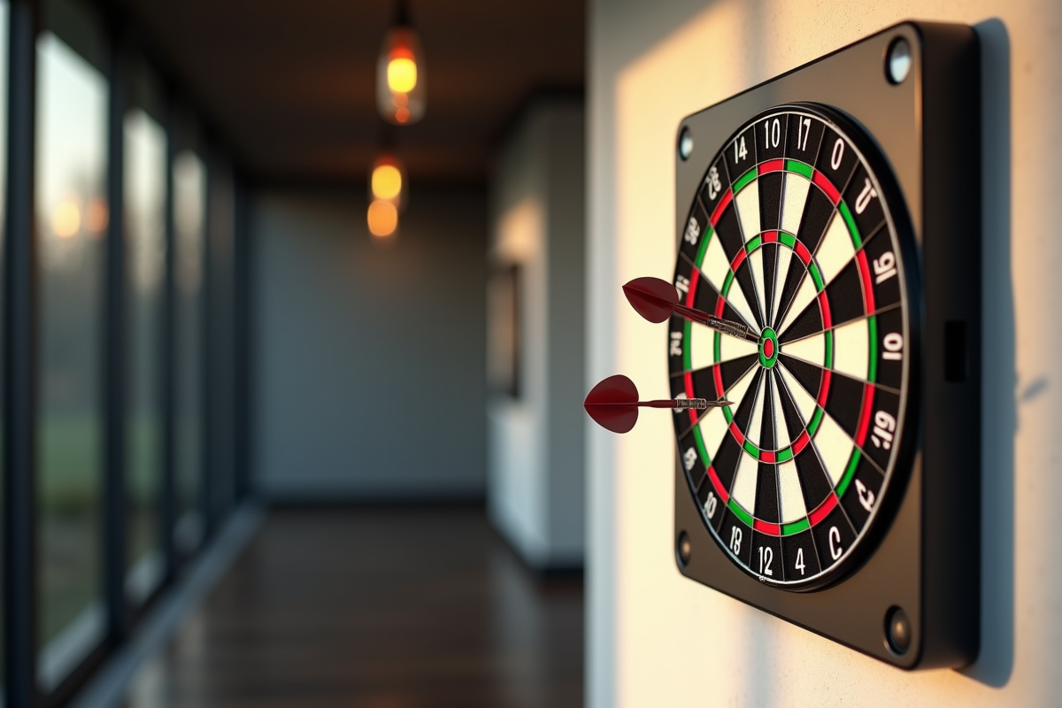 Dartboard électronique moderne en jeu lumineux et précis