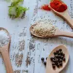 brown wooden spoon with brown powder