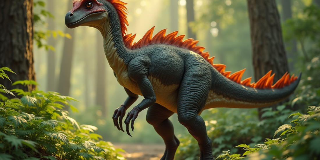 Utahraptor dans une forêt cretace ensoleillée